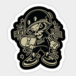 Helmeted skull skateboard graphic Sticker